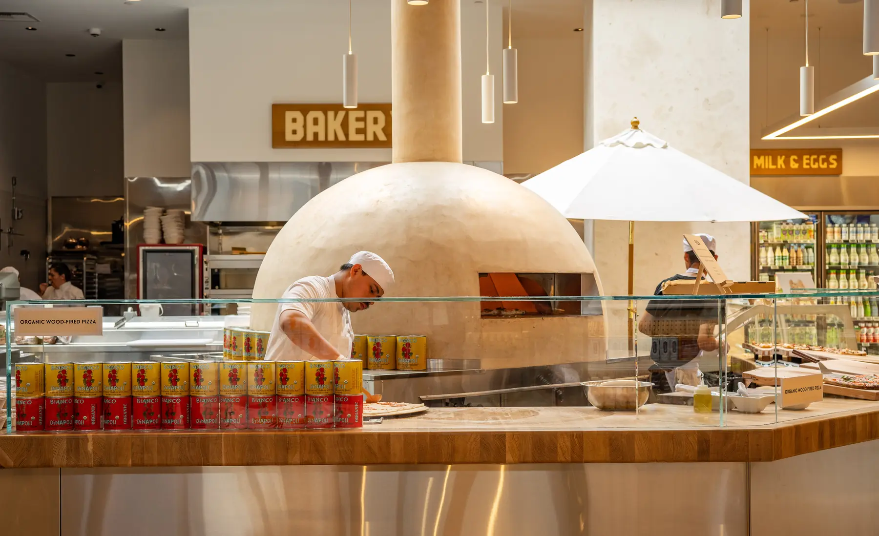 The Laurel Supply bakery counter with its domed wood-fired oven